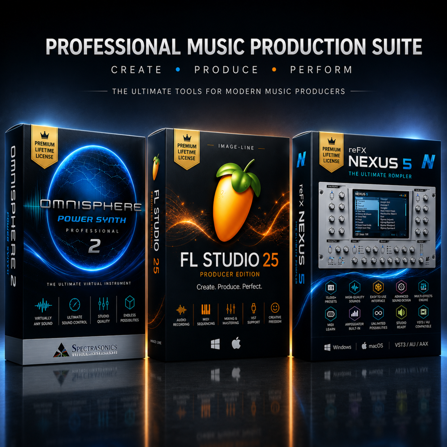 Music Production Software Pack | FL Studio 25 + Nexus 5 + Omnisphere 2