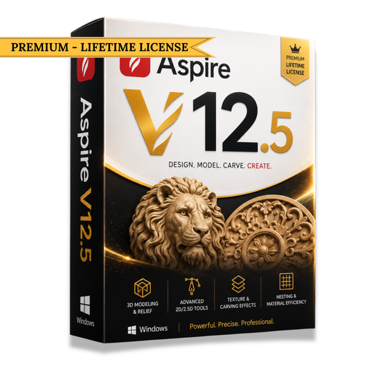 Vectric Aspire 12.5 CNC Design & Toolpath Software (Lifetime Access, Instant Download)
