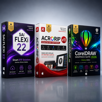 Professional DTF Printing Pack | SAi Flexi 22 + ACRORIP v11 + CorelDRAW 2026